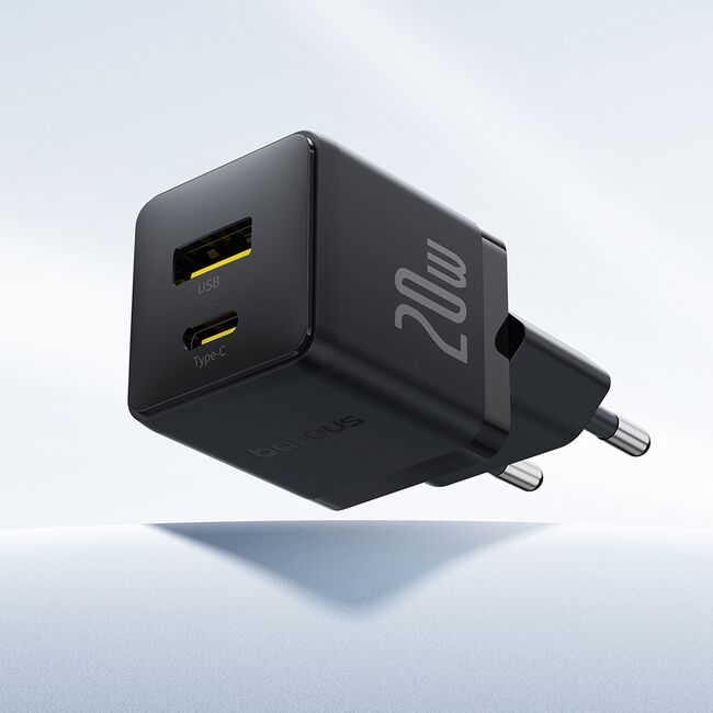 Incarcator priza Baseus - wall charger palm (p10111608113-00) - 2 in 1 fast charger, usb, type-c, 20w, 5v/3a - cluster black