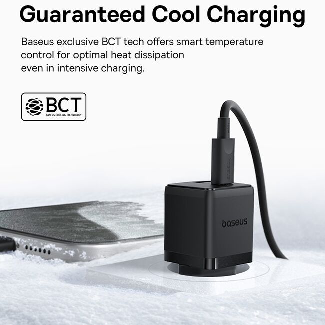Incarcator priza Baseus - wall charger palm (p10111608113-01) - 2 in 1 fast charger, usb, usb-c, cu cablu USB type-c, 20w, 1m - cluster black