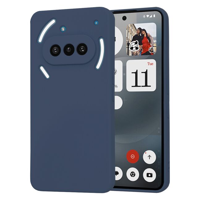 Husa pentru  Nothing Phone (3a) Liquid Silicone, subțire, captusita cu microfibra, anti amprentă, protectie cameră foto, Albastru