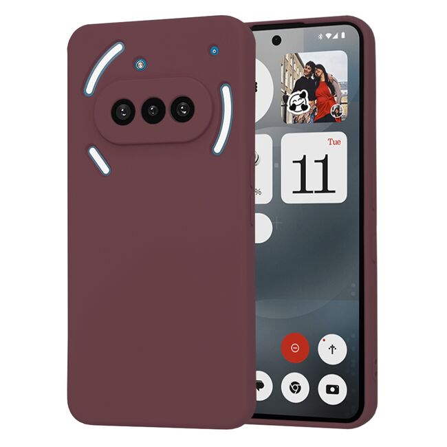 Husa pentru  Nothing Phone (3a) Liquid Silicone, subțire, captusita cu microfibra, anti amprentă, protectie cameră foto, Bordeaux
