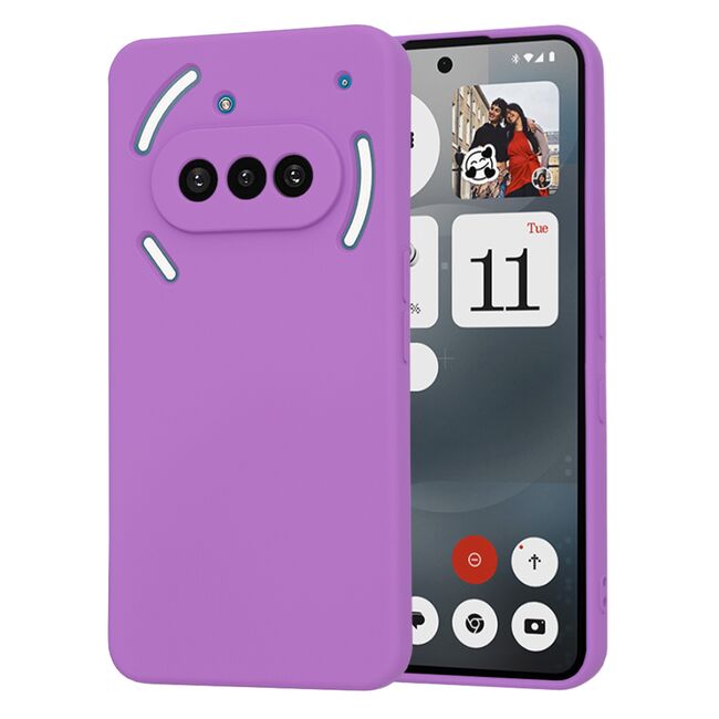 Husa pentru  Nothing Phone (3a) Liquid Silicone, subțire, captusita cu microfibra, anti amprentă, protectie cameră foto, Mov