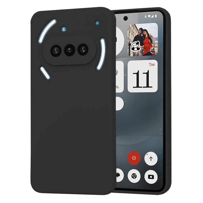 Husa pentru  Nothing Phone (3a) Liquid Silicone, subțire, captusita cu microfibra, anti amprentă, protectie cameră foto, Negru