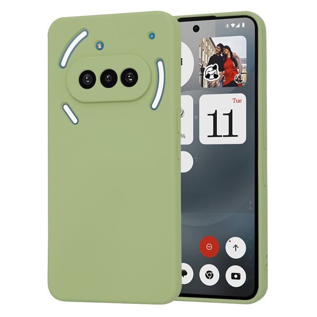 Husa pentru  Nothing Phone (3a) Liquid Silicone, subțire, captusita cu microfibra, anti amprentă, protectie cameră foto, Verde