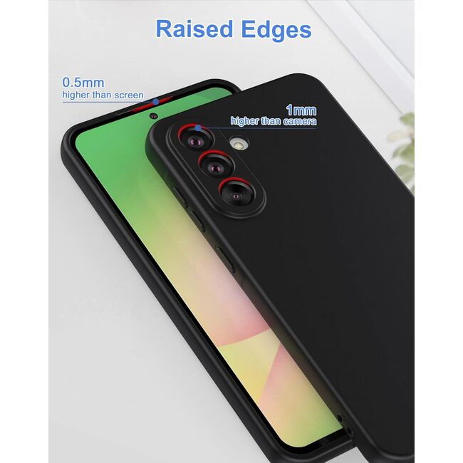 Husa pentru Samsung Galaxy A56 Liquid Silicone, subțire, captusita cu microfibra, anti amprentă, protectie cameră foto - negru