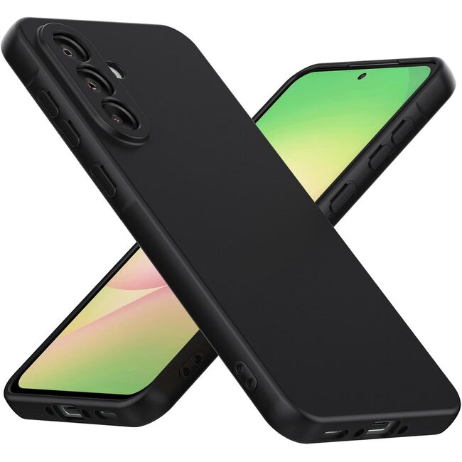 Husa pentru Samsung Galaxy A56 Liquid Silicone, subțire, captusita cu microfibra, anti amprentă, protectie cameră foto - negru