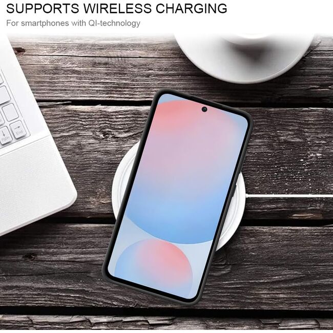 Husa pentru Samsung Galaxy A56 Liquid Silicone, subțire, captusita cu microfibra, anti amprentă, protectie cameră foto - negru