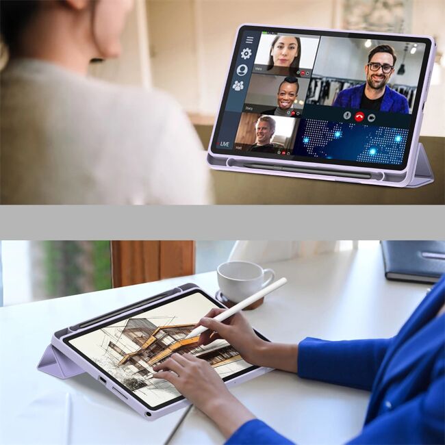 Husa pentru Lenovo Tab 10.1 2025 TB311 Soft Shell cu functie wake-up/sleep si compartiment pentru stylus, tip stand - Lavanda