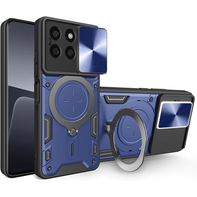 Husa pentru  Honor X8c cu protecție pentru cameră și suport magnetic integrat Ring Shockproof, Albastru