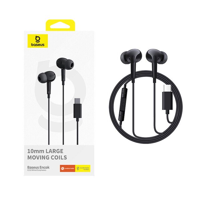 Casti Baseus - wired earphones encok cz18 (a00170100213-z1) - type-c, 20hz-20khz - moon white