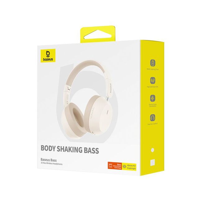 Casti Baseus - wireless headphones bass 35 max (a00070800221-00) - on-ear, bluetooth 5.3, sound isolation, foldable - stellar white