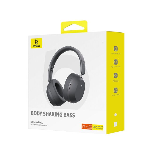 Casti Baseus - wireless headphones bass 35 max (a00070800821-00) - on-ear, bluetooth 5.3, sound isolation, foldable - twilight grey