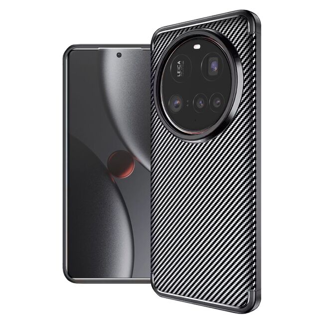 Husa de protectie pentru  Xiaomi 15 Ultra Auto Focus Slim, Anti-Scratch, cu fibra de carbon si protectie lentile - Negru denim