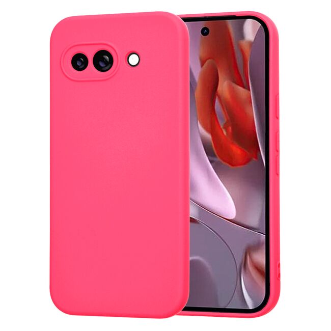 Husa pentru  Google Pixel 9A Liquid Silicone, subțire, captusita cu microfibra, anti amprentă, protectie cameră foto, Fucsia