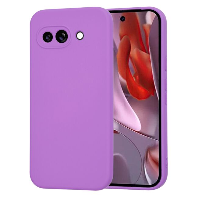 Husa pentru  Google Pixel 9A Liquid Silicone, subțire, captusita cu microfibra, anti amprentă, protectie cameră foto, Mov