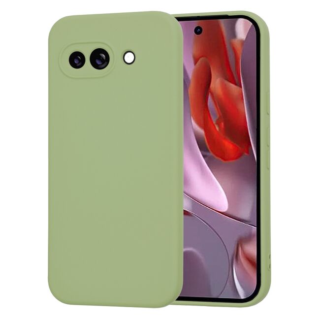 Husa pentru  Google Pixel 9A Liquid Silicone, subțire, captusita cu microfibra, anti amprentă, protectie cameră foto, Verde