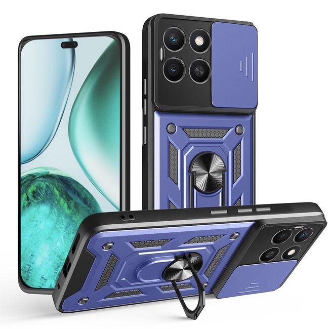 Husa pentru  Honor X8c Ring Armor Kickstand Tough Rugged Cover cu protectie camera, Albastru