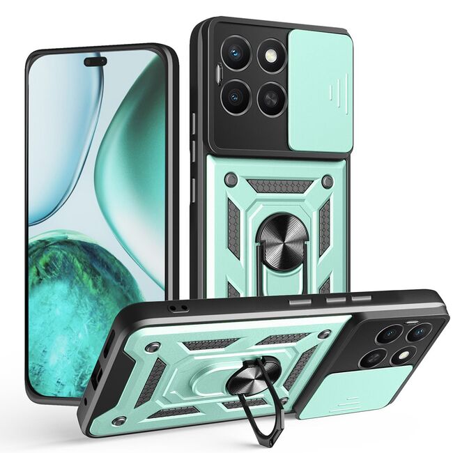Husa pentru  Honor X8c Ring Armor Kickstand Tough Rugged Cover cu protectie camera, Verde