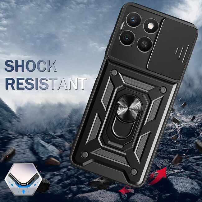 Husa pentru  Honor X8c Ring Armor Kickstand Tough Rugged Cover cu protectie camera, Verde