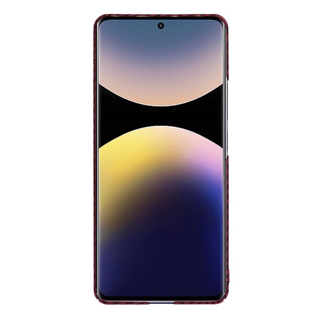 Husa pentru  Xiaomi Redmi Note 14 Pro+ Plus CarbonFiber UltraSlim, Lightweight, Bordeaux