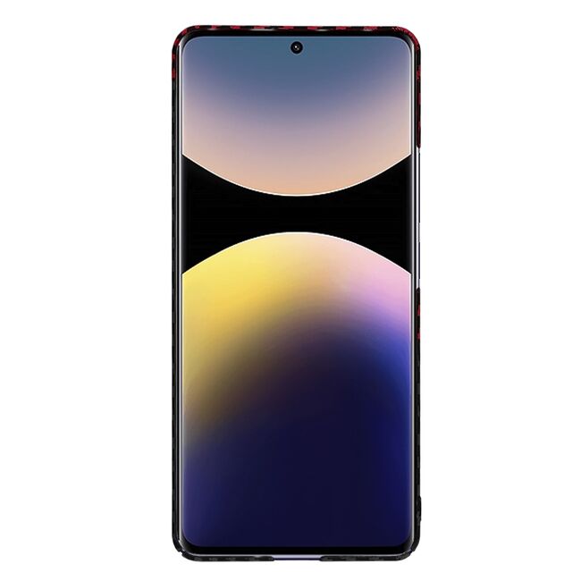 Husa pentru  Xiaomi Redmi Note 14 Pro+ Plus CarbonFiber UltraSlim, Lightweight, Rosu inchis