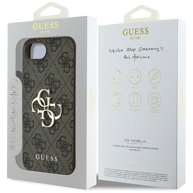Husa premium pentru  iPhone 16e Guess Elegance Series - Maro inchis