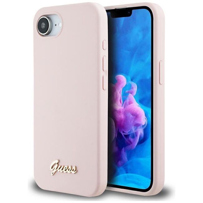 Husa premium pentru  iPhone 16e Guess Elegance Series - Roz neon
