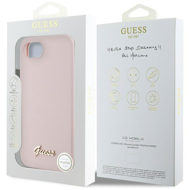 Husa premium pentru  iPhone 16e Guess Elegance Series - Roz neon