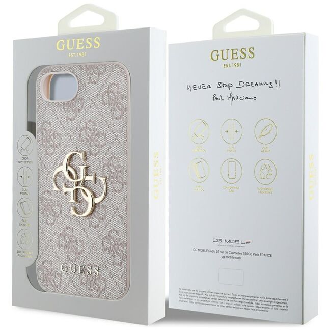 Husa premium pentru  iPhone 16e Guess Elegance Series - Roz pal