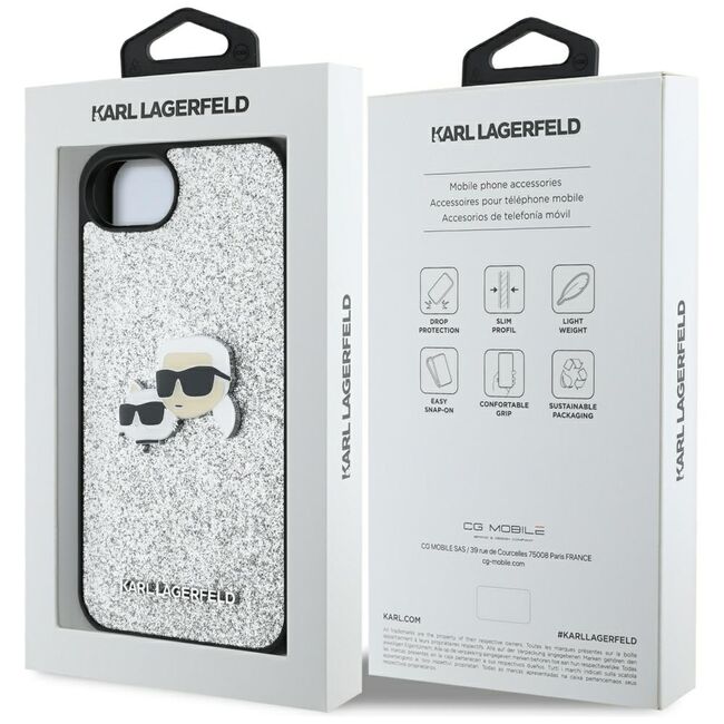 Husa premium pentru  iPhone 16e Karl Lagerfeld superior quality - Argintiu