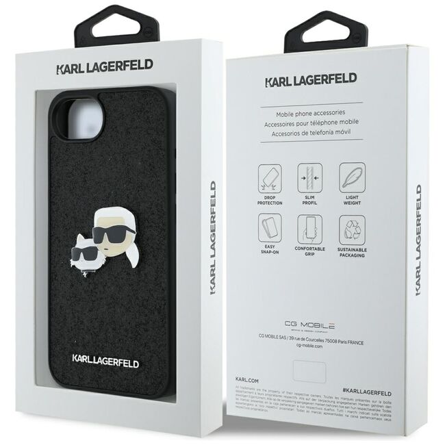 Husa premium pentru  iPhone 16e Karl Lagerfeld superior quality - Negru print