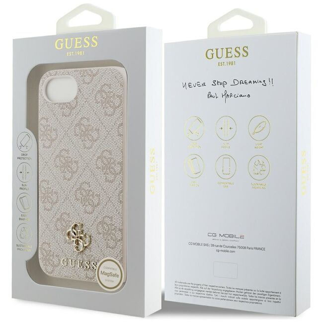 Husa premium pentru  iPhone 16e compatibila MagSafe Guess Luxury Series - Bej