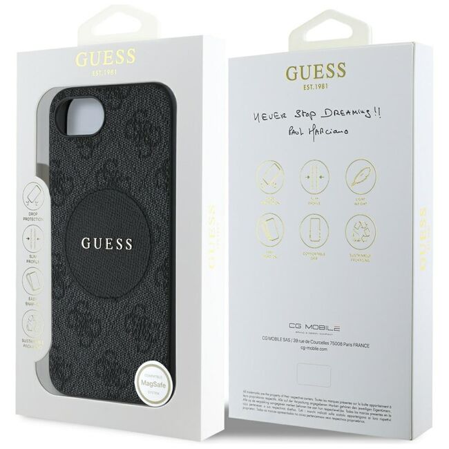 Husa premium pentru  iPhone 16e compatibila MagSafe Guess Luxury Series - Maro carbune