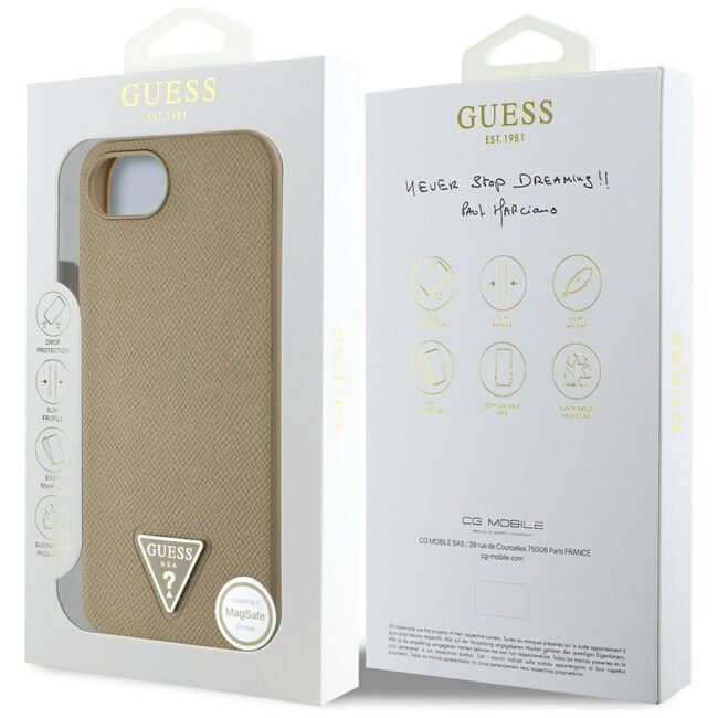 Husa premium pentru  iPhone 16e compatibila MagSafe Guess Luxury Series - Maro deschis
