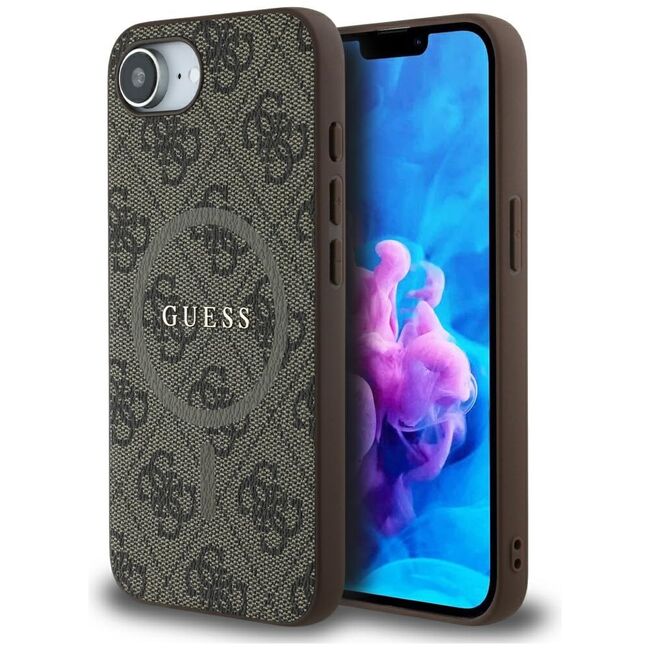 Husa premium pentru  iPhone 16e compatibila MagSafe Guess Luxury Series - Maro inchis