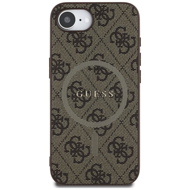 Husa premium pentru  iPhone 16e compatibila MagSafe Guess Luxury Series - Maro inchis