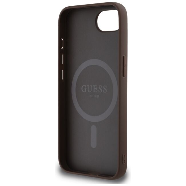 Husa premium pentru  iPhone 16e compatibila MagSafe Guess Luxury Series - Maro inchis