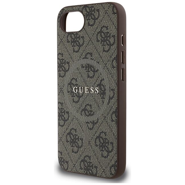 Husa premium pentru  iPhone 16e compatibila MagSafe Guess Luxury Series - Maro inchis