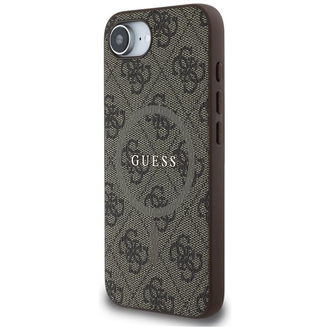 Husa premium pentru  iPhone 16e compatibila MagSafe Guess Luxury Series - Maro inchis