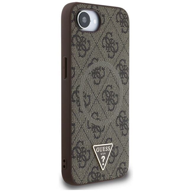 Husa premium pentru  iPhone 16e compatibila MagSafe Guess Luxury Series - Maro
