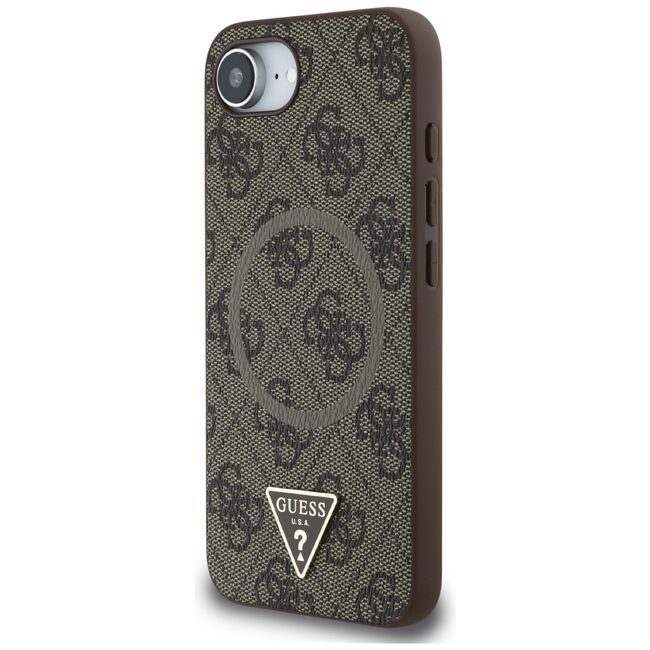 Husa premium pentru  iPhone 16e compatibila MagSafe Guess Luxury Series - Maro