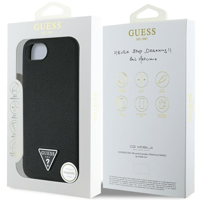 Husa premium pentru  iPhone 16e compatibila MagSafe Guess Luxury Series - Negru electric