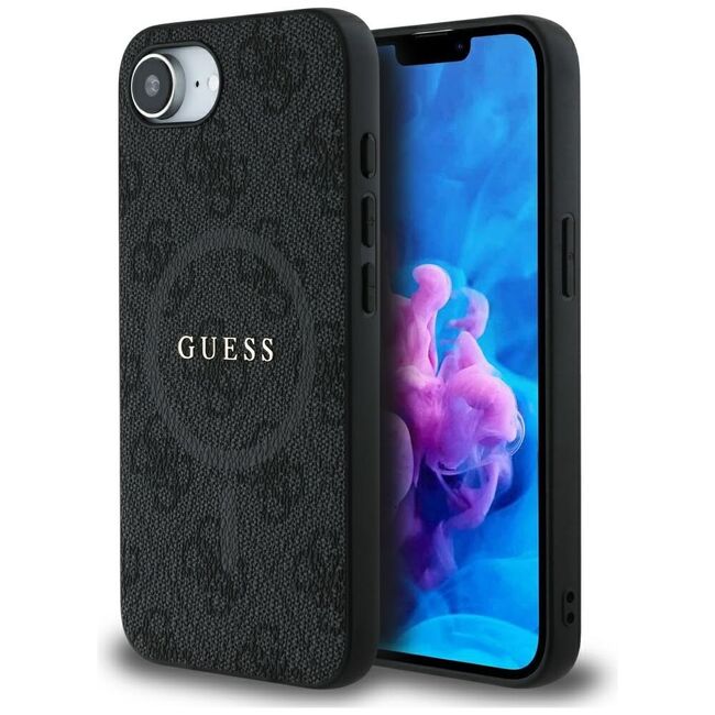 Husa premium pentru  iPhone 16e compatibila MagSafe Guess Luxury Series - Negru printat