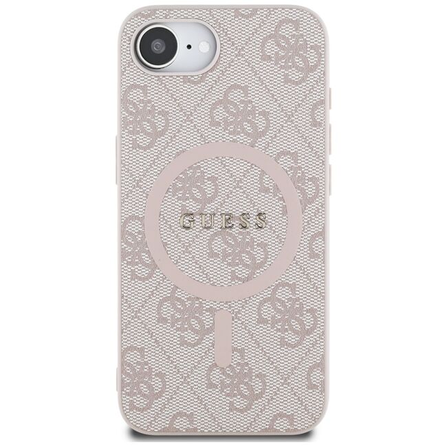 Husa premium pentru  iPhone 16e compatibila MagSafe Guess Luxury Series - Roz neon