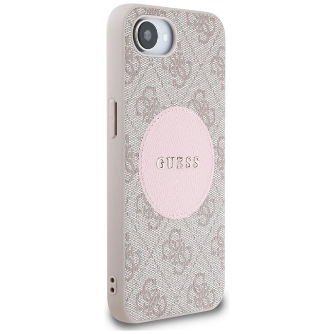 Husa premium pentru  iPhone 16e compatibila MagSafe Guess Luxury Series - Roz pal
