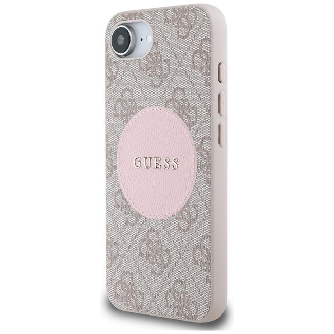 Husa premium pentru  iPhone 16e compatibila MagSafe Guess Luxury Series - Roz pal