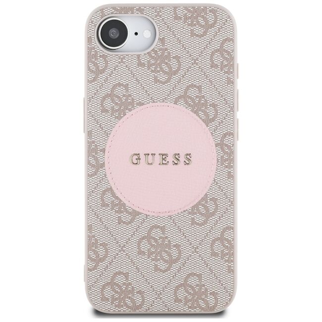 Husa premium pentru  iPhone 16e compatibila MagSafe Guess Luxury Series - Roz pal