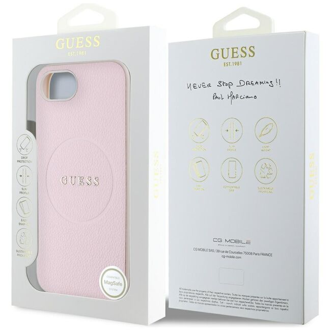 Husa premium pentru  iPhone 16e compatibila MagSafe Guess Luxury Series - Roz