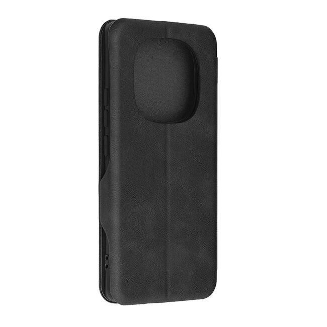 Husa tip carte pentru Xiaomi Redmi Note 14 Pro 4G Smart Wallet fata - spate protectie 360 - Negru