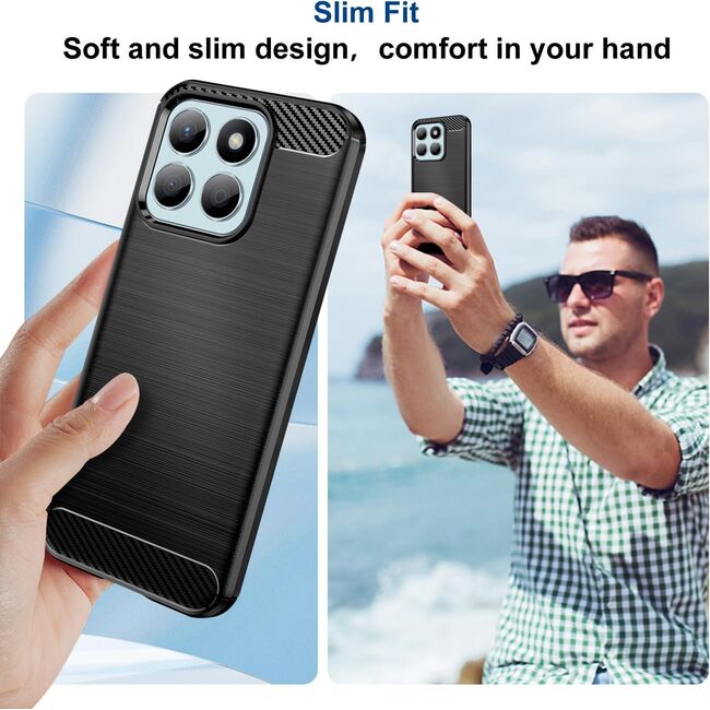 Husa pentru Honor X8c Liquid Carbon Silicone - negru