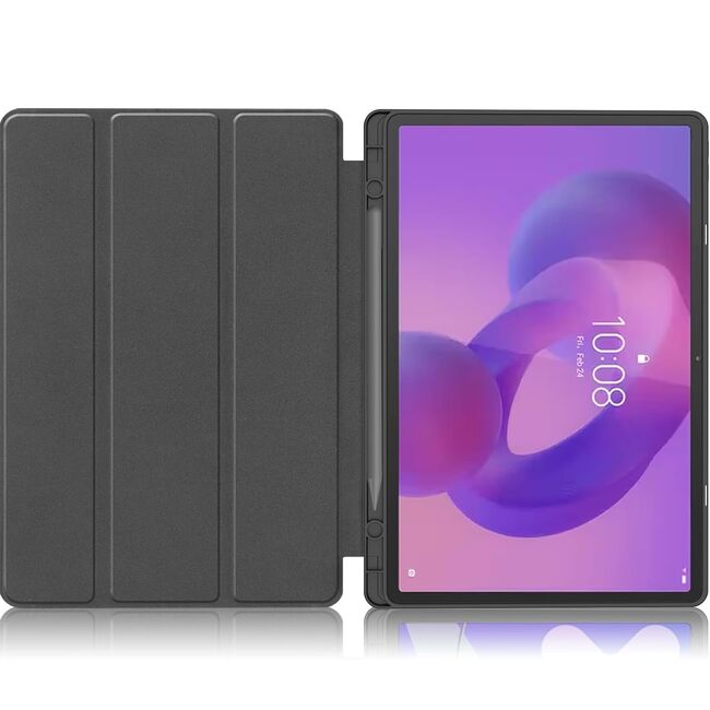 Husa pentru Lenovo Idea Tab Pro 12.7 inch cu functie wake-up/sleep si compartiment pentru stylus, tip stand - negru